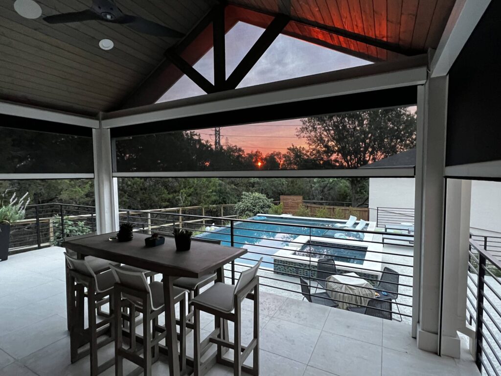 Black Exterior Solar Shades By Pool scaled