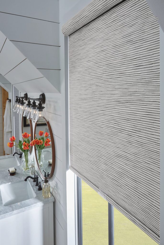 Roller Shades Textured In Bathroom scaled
